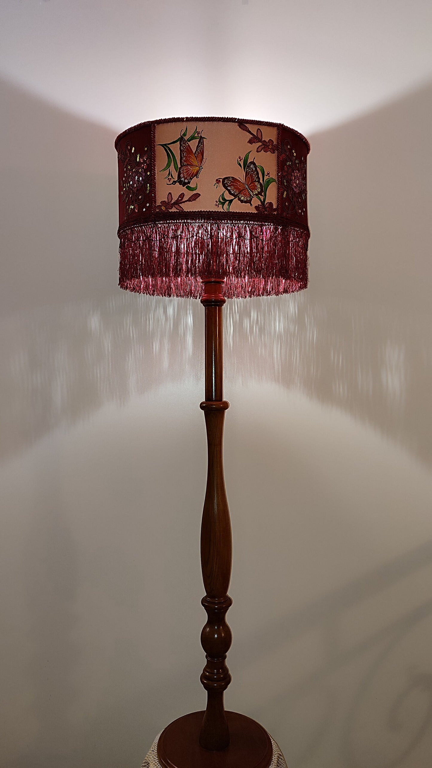 Designer Burgundy Lampshade - Handmade for Large, Romantic, and Deco Lighting. 1805