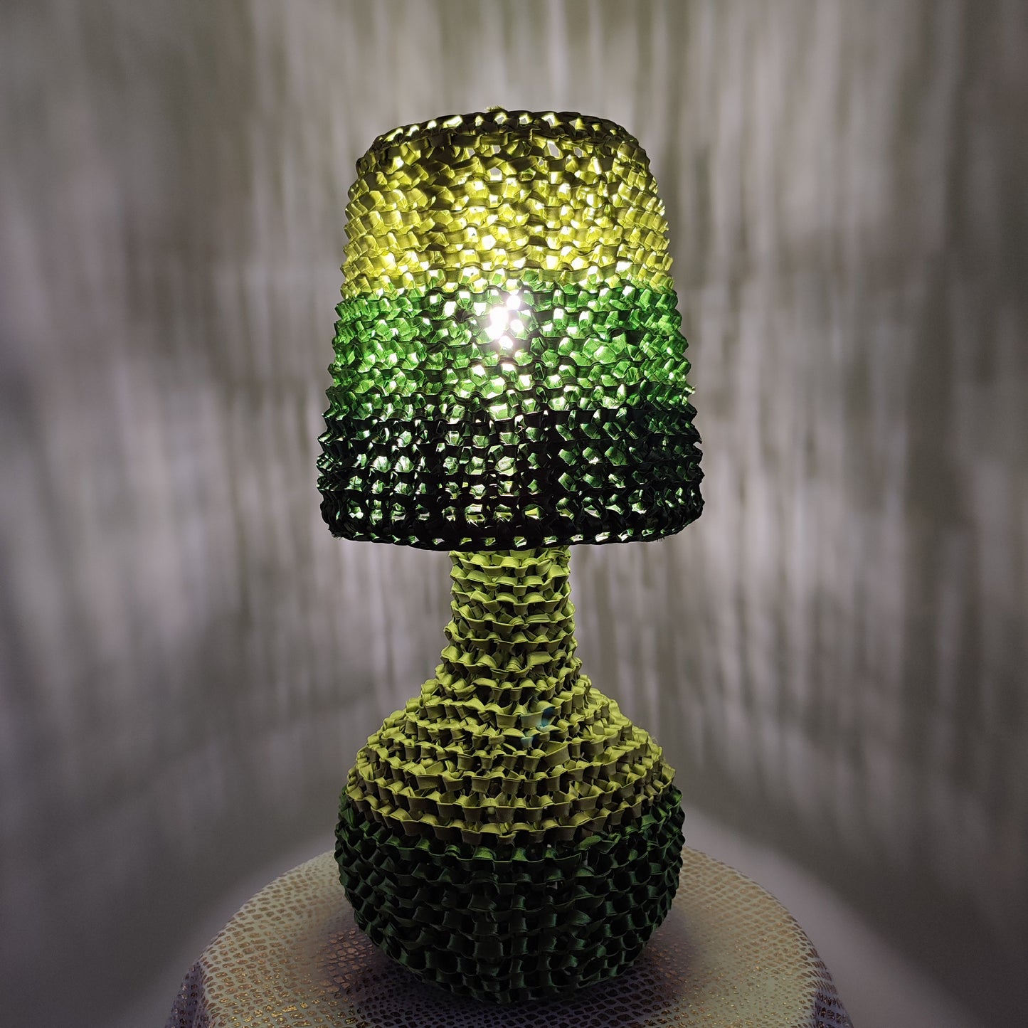 Victorian wicker green table lamp, handmade. unique lamp. 4302