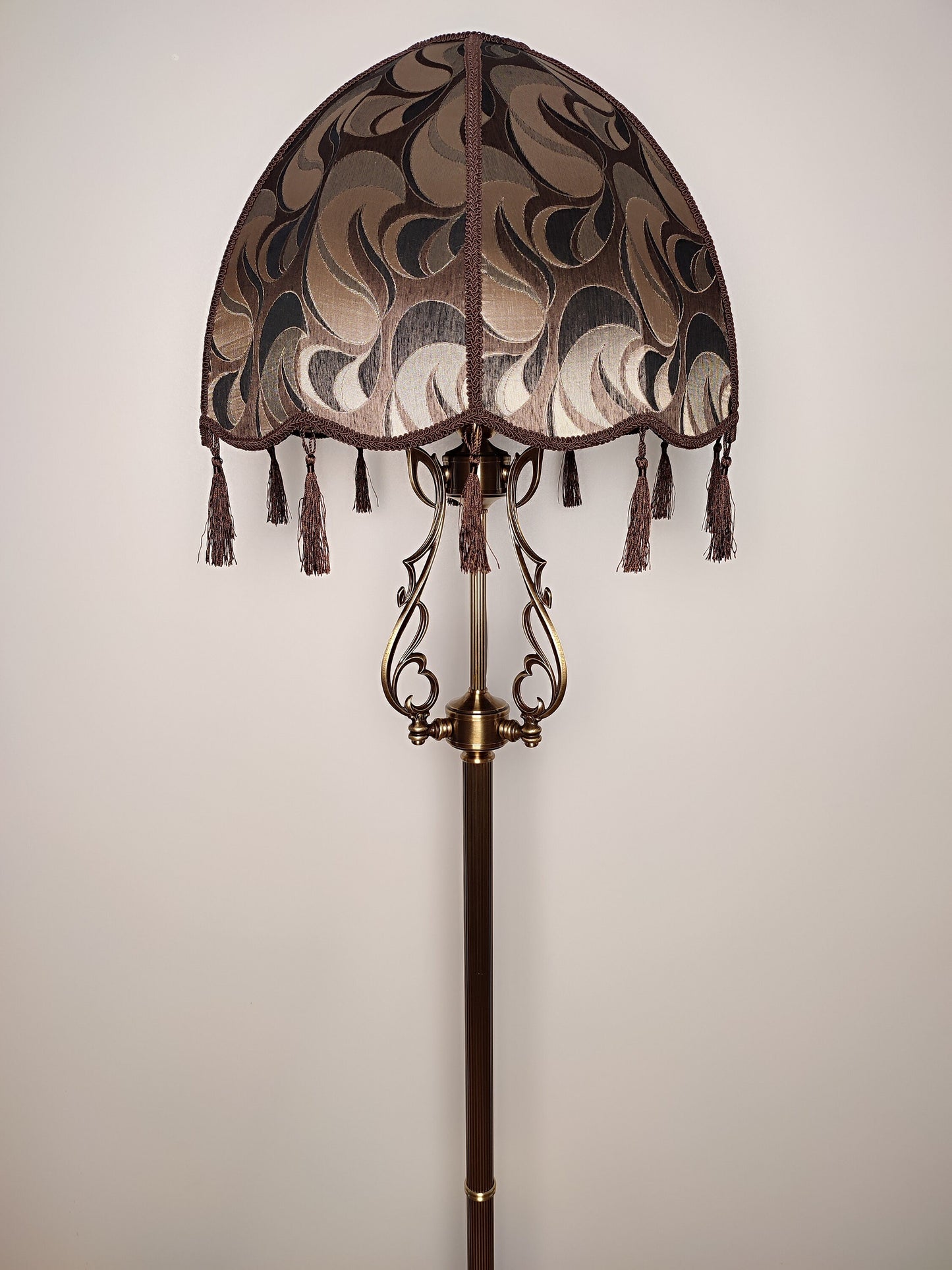 Floor lamp, lamp floor, brass lamp, fabric lamp shade, handmade home lamp. 4802