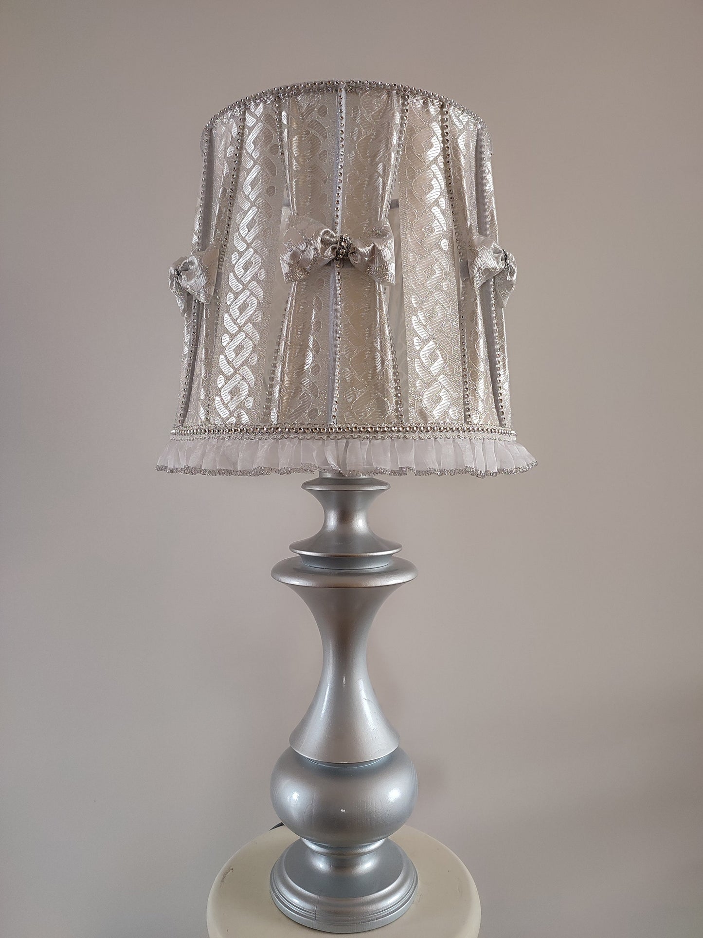 Table lamp, silver lamp, bedside table lamp, HANDMADE. 3902