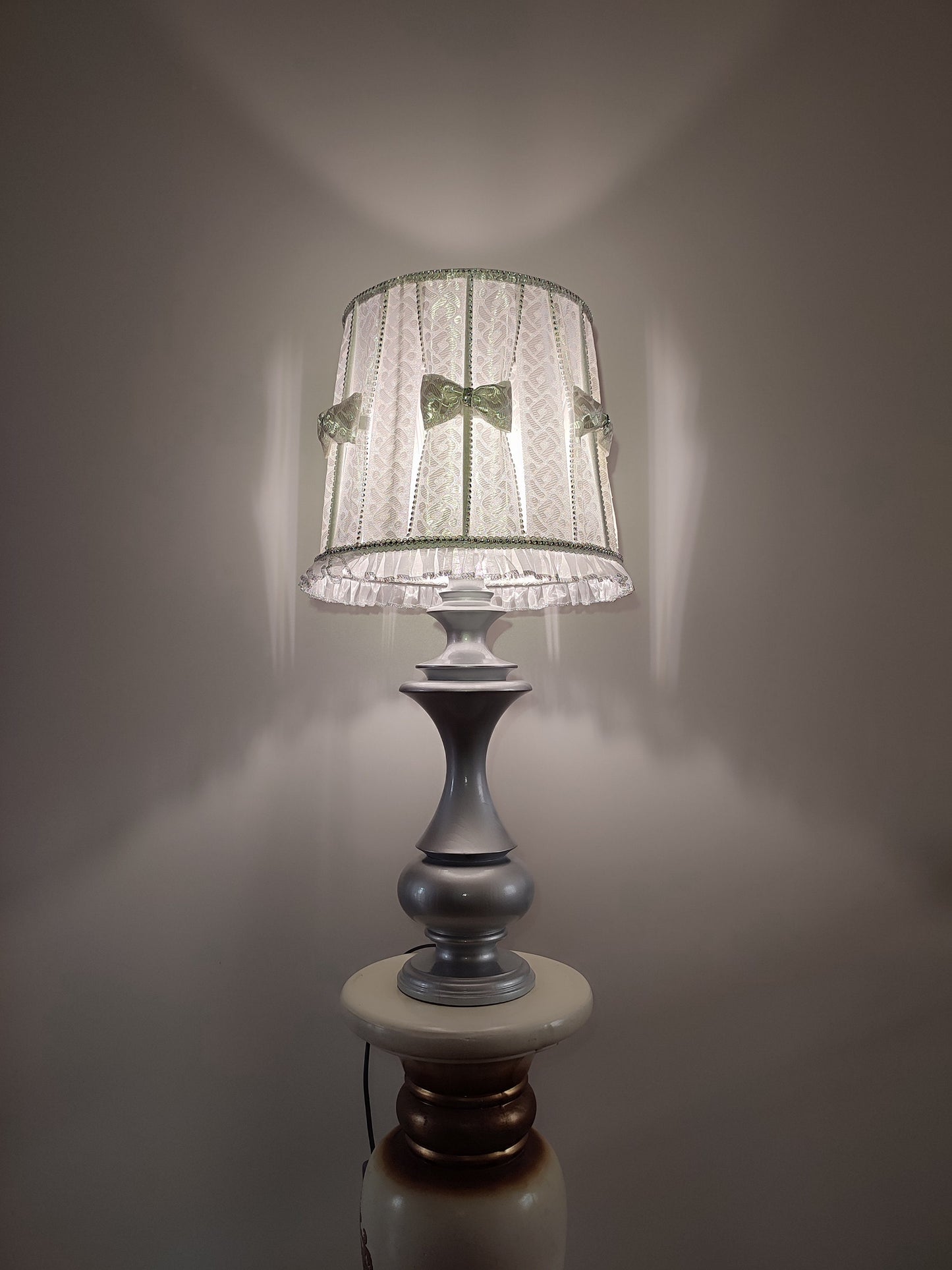 Table lamp, silver lamp, bedside table lamp, HANDMADE. 3902