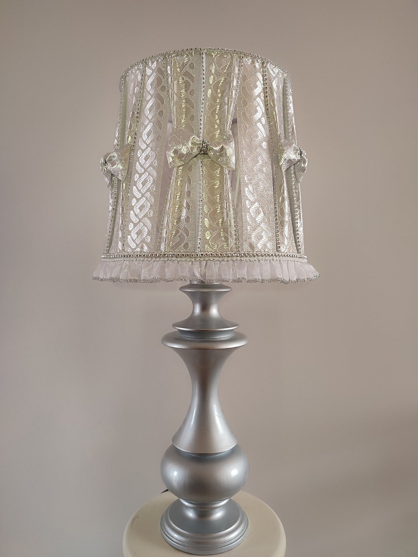 Table lamp, silver lamp, bedside table lamp, HANDMADE. 3902