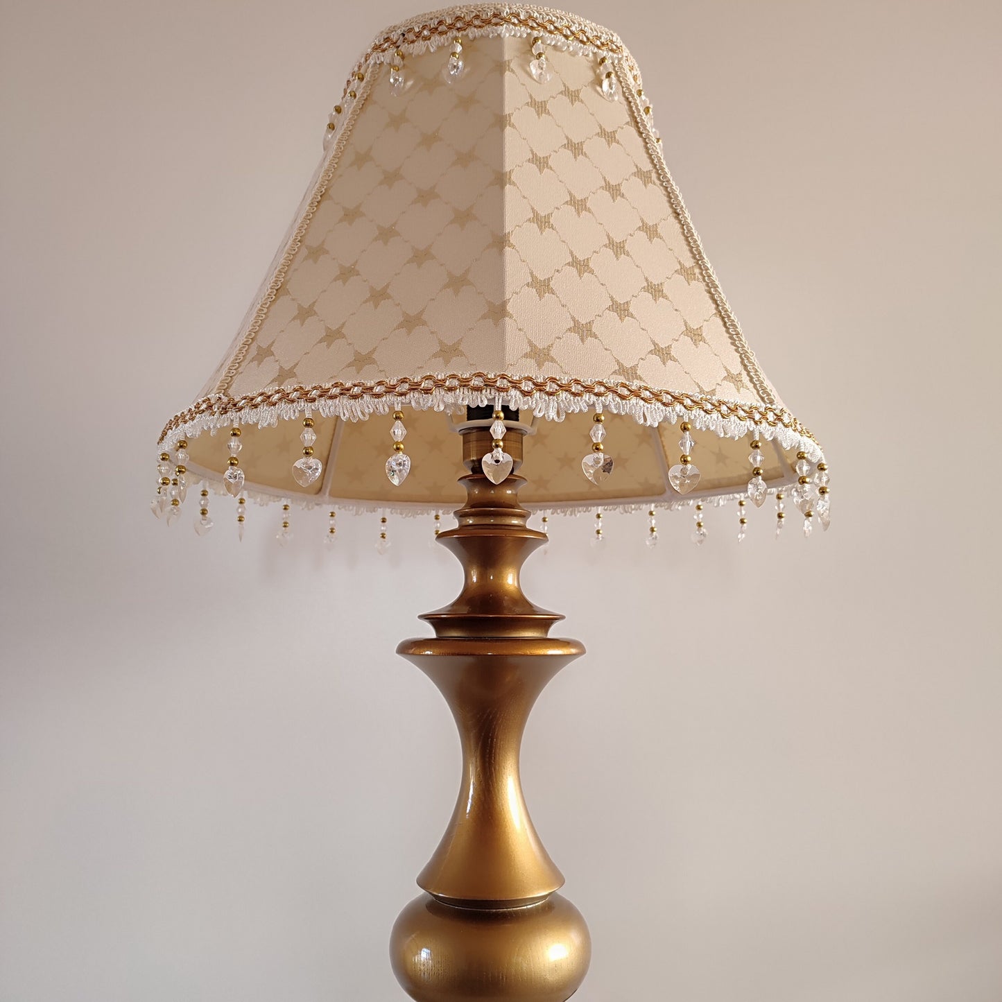 Victorian Lampshade - Gold Brocade with Printed Pattern and Fringe. 1120