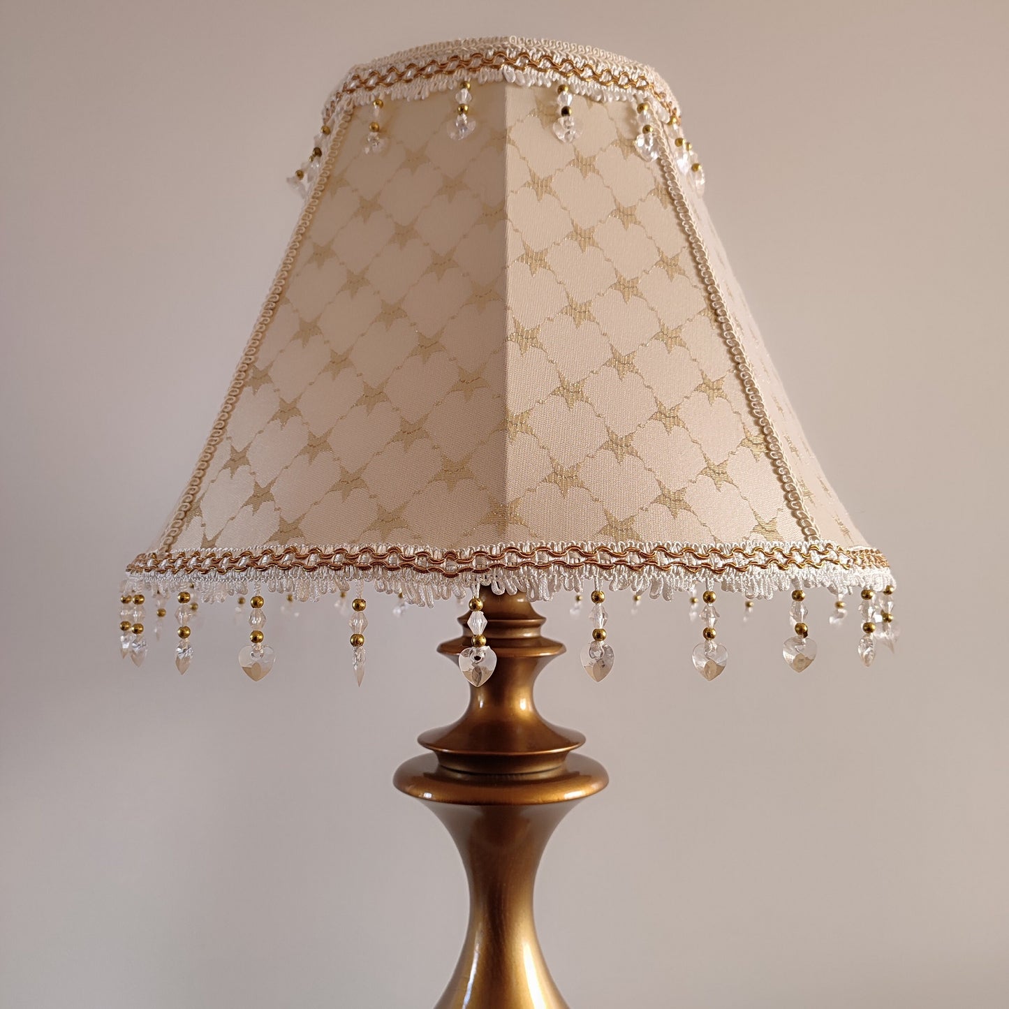 Victorian Lampshade - Gold Brocade with Printed Pattern and Fringe. 1120