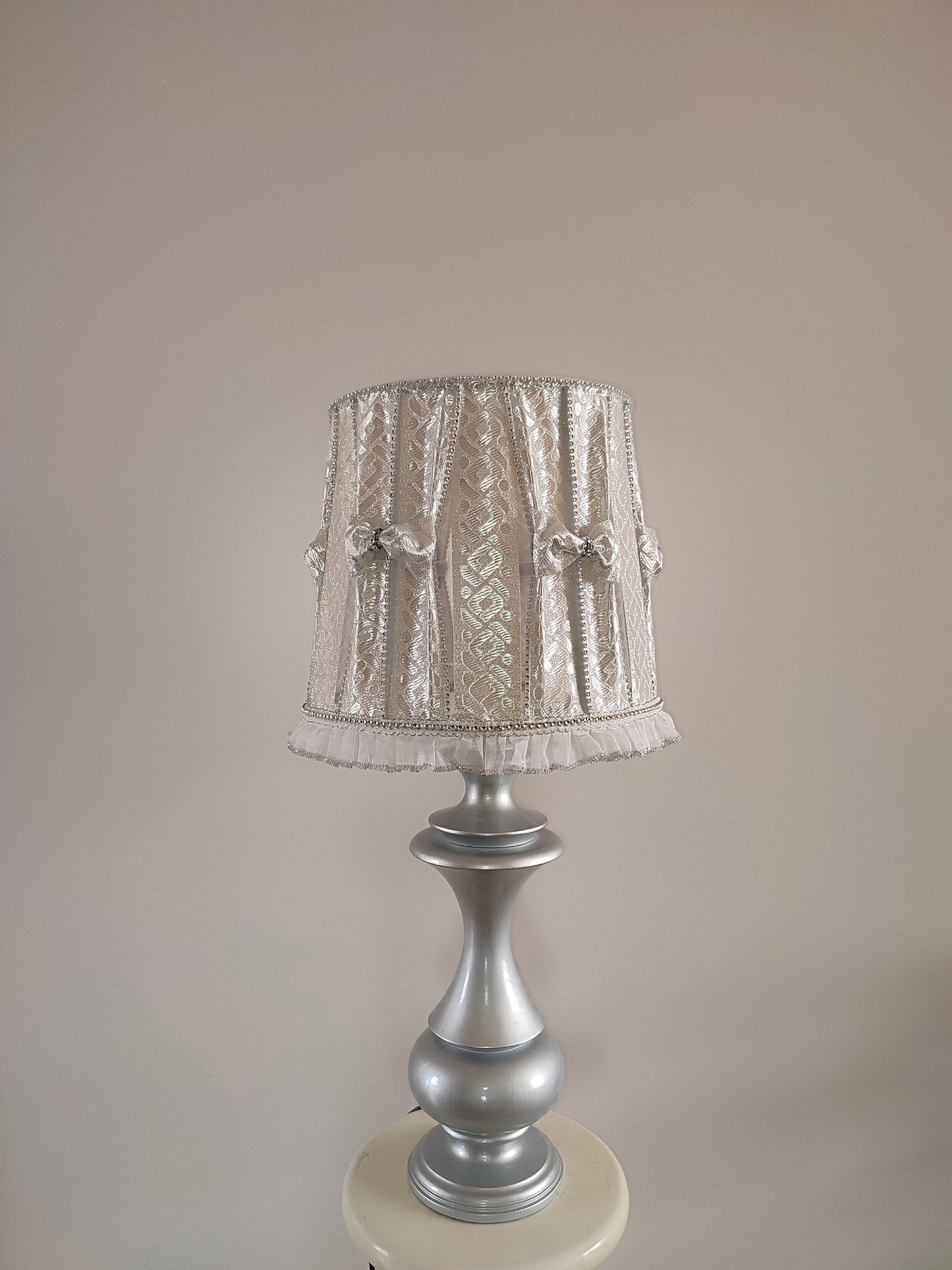 Table lamp, silver lamp, bedside table lamp, HANDMADE. 3902