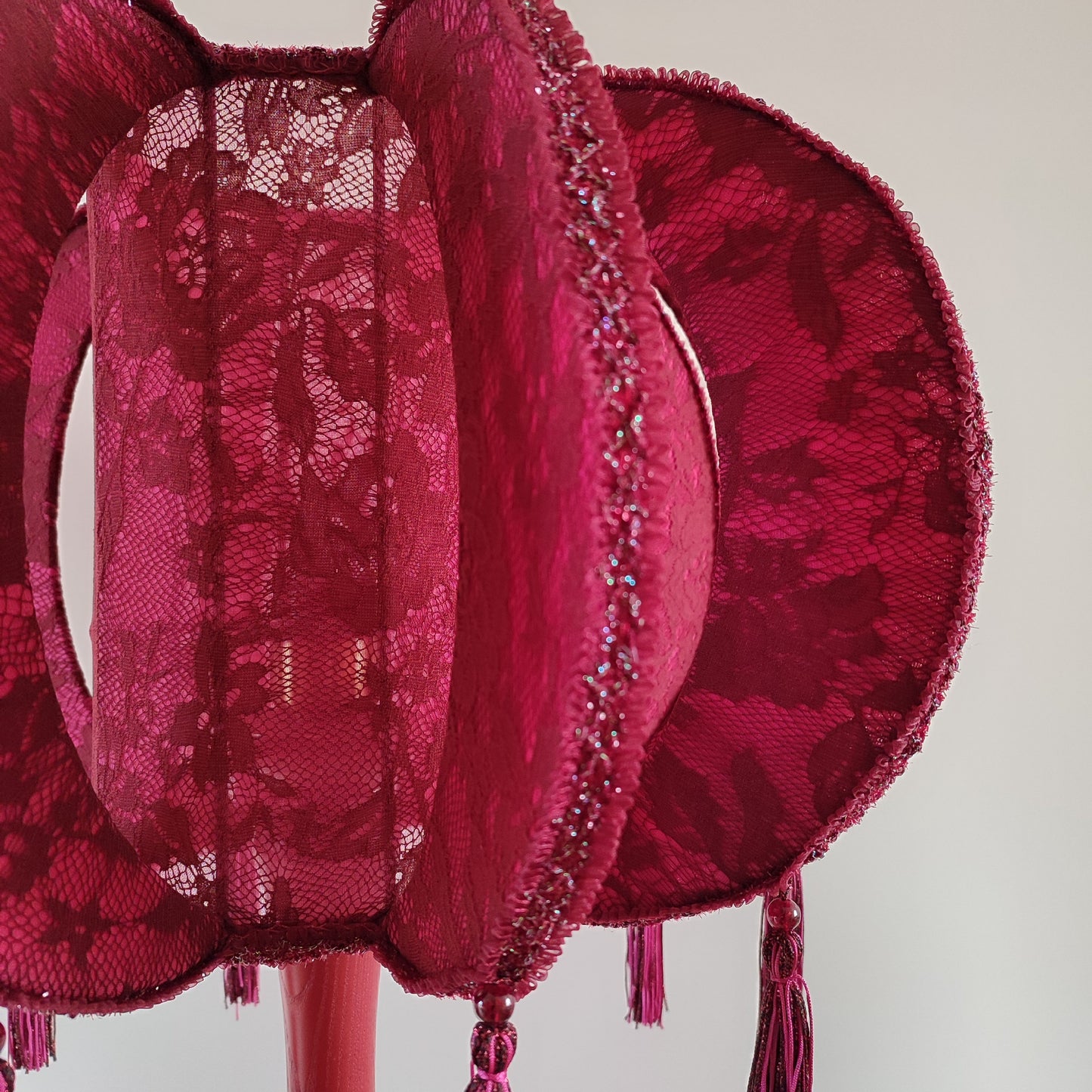 Lampshade, red lampshade, fabric lampshade, retro shades. 8201