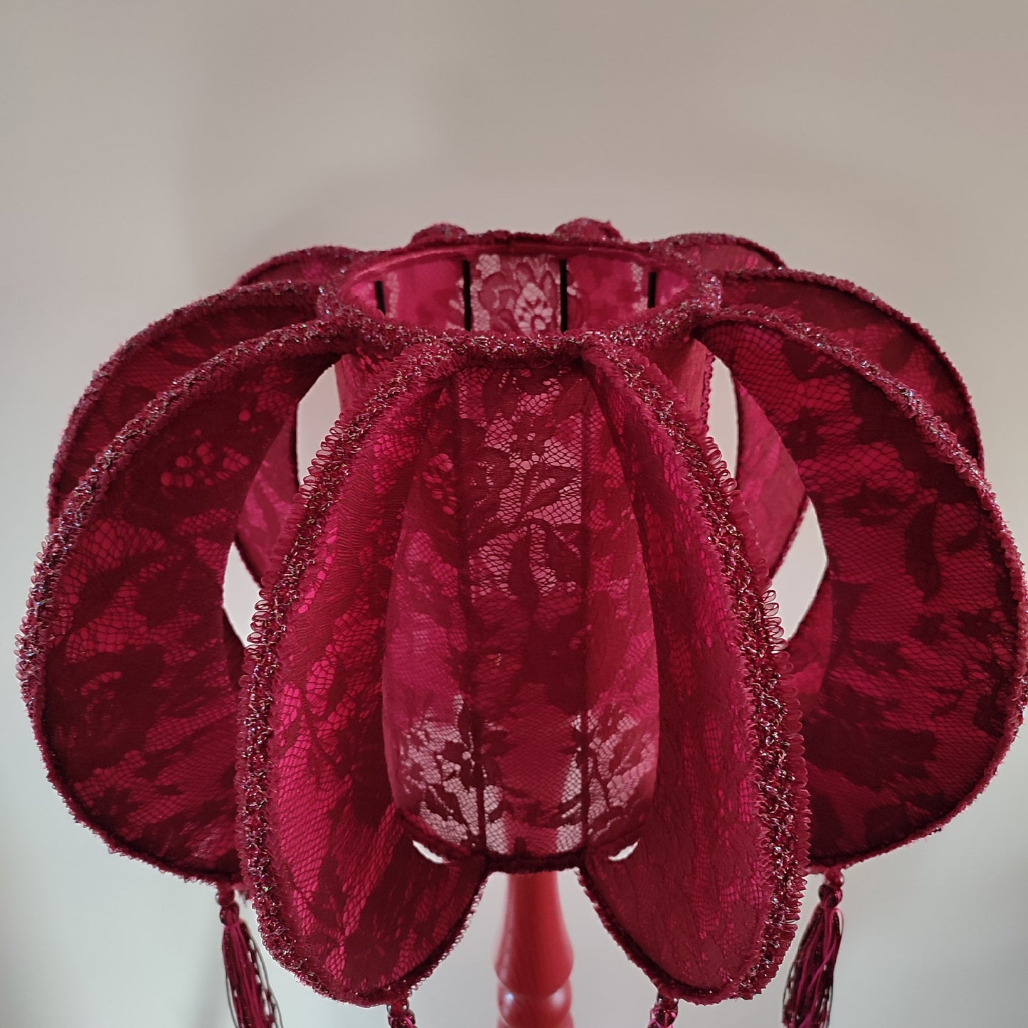 Lampshade, red lampshade, fabric lampshade, retro shades. 8201