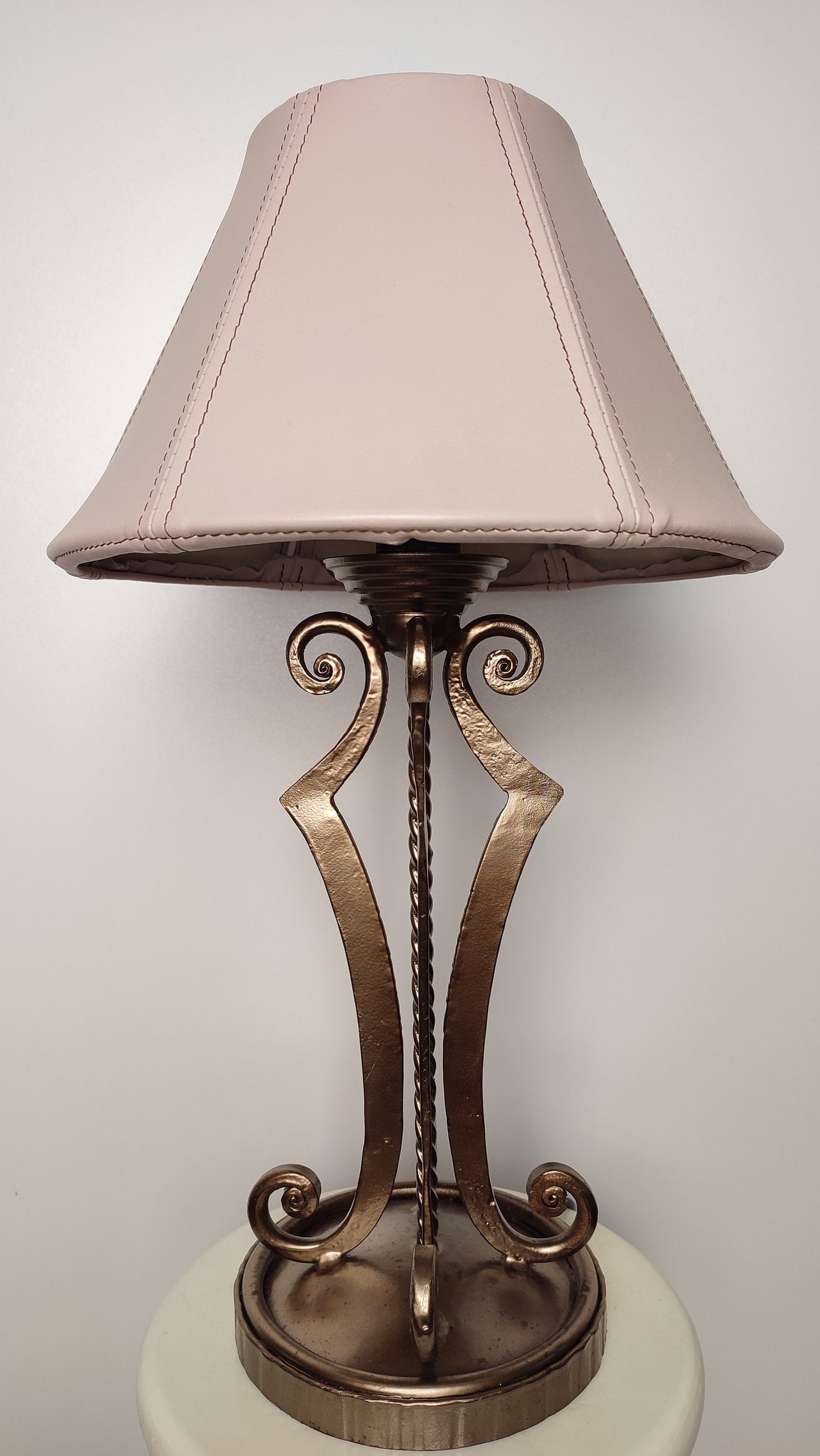 Table lamp, unique lamp shades, custom base, leather lampshade. 8304
