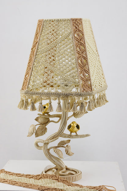 Metal table lamp. Handmade Victorian crochet table lamp. 6406