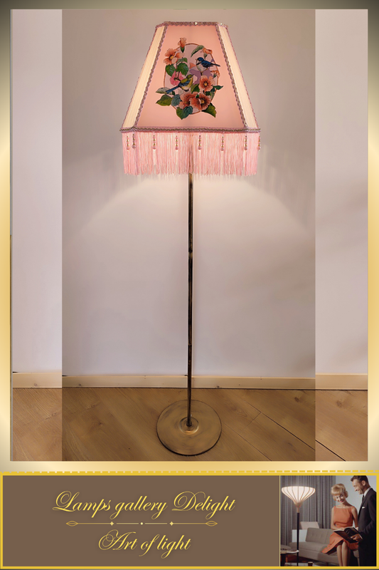 Floor lamp, pink lamp with a pattern. fairy lamp, flower lamp. 3404