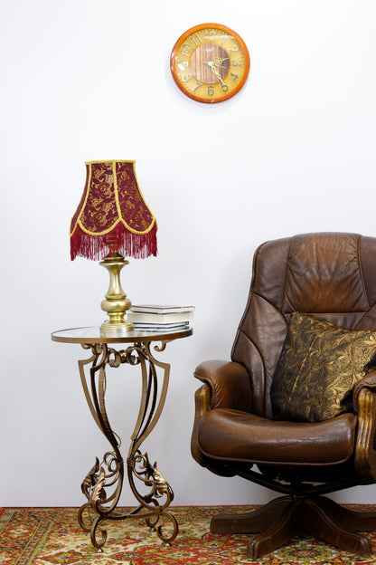 Victorian lampshade in burgundy color with fringe