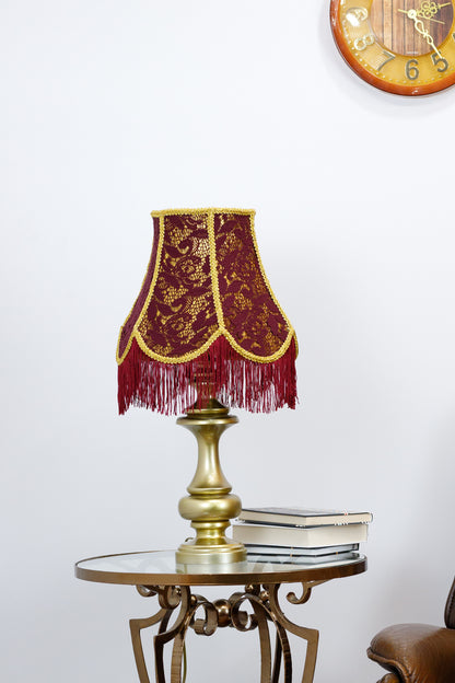Victorian lampshade in burgundy color with fringe