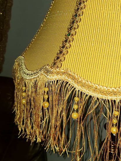 Floor lamp with yellow fabric shade with fringe. 4701 Product to order!