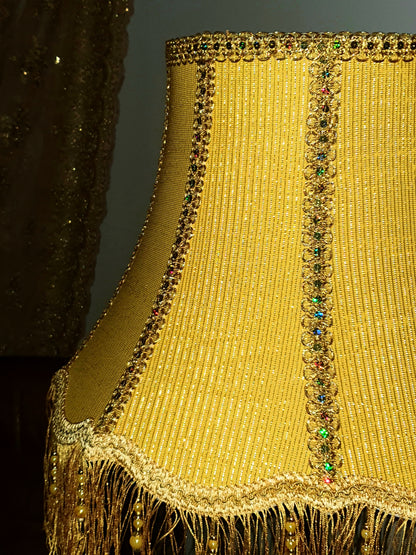 Floor lamp with yellow fabric shade with fringe. 4701 Product to order!