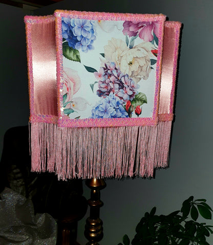 Lampshade, unique lampshades, designer pink flower lampshade. 2802