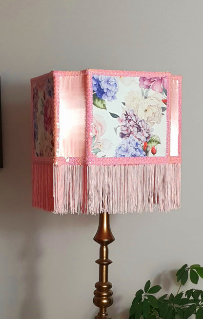 Lampshade, unique lampshades, designer pink flower lampshade. 2802
