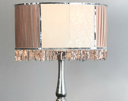 Fringed lampshade, handmade fabric lampshade. 1806