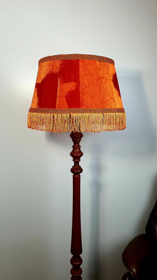 Art Deco and  Victorian: Fringed Drum Orange Lampshade