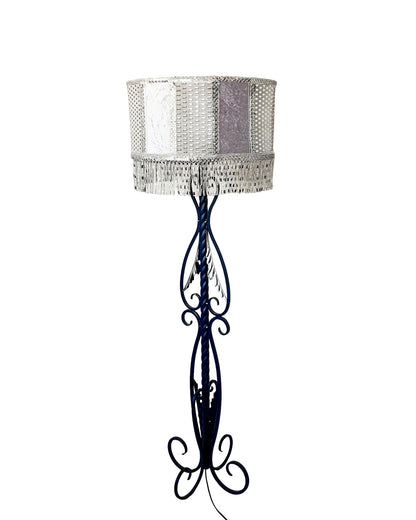 Silver velvet lampshade for a floor lamp. № 5805