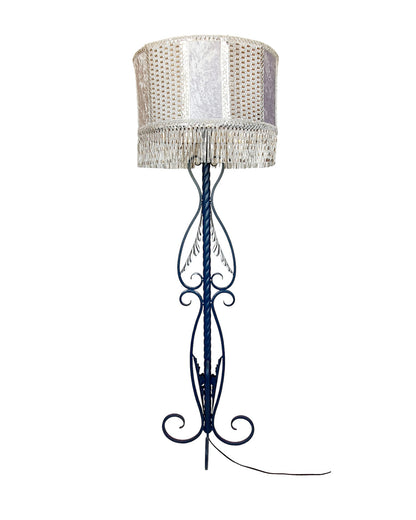 Silver velvet lampshade for a floor lamp. № 5805