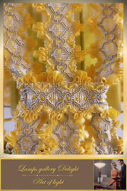 Floor lamp with a yellow lace shade. 4903 Product to order!