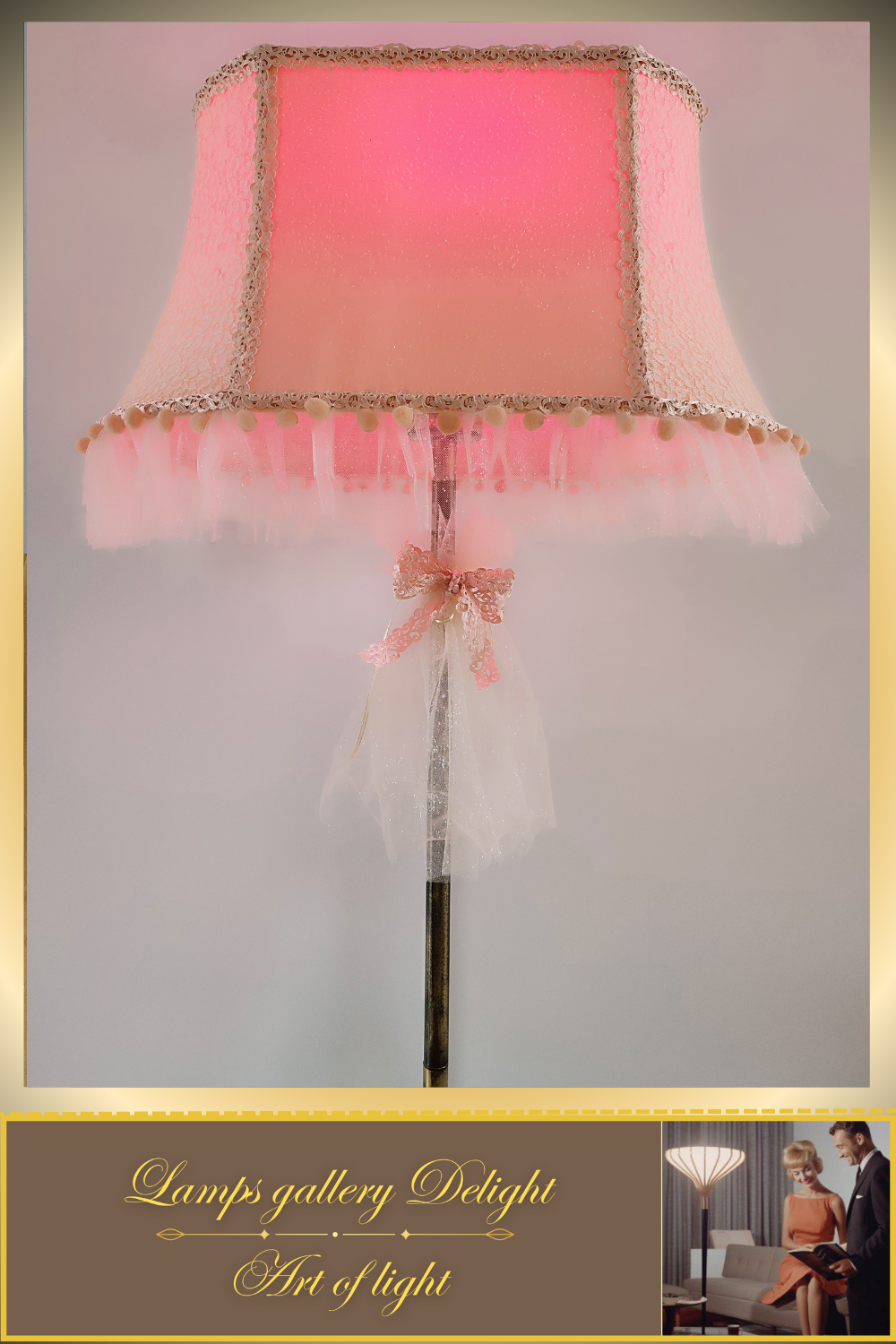 Floor lamp. Victorian style. Girlish pink and peach floor lamp, a gift for a girl. 5307