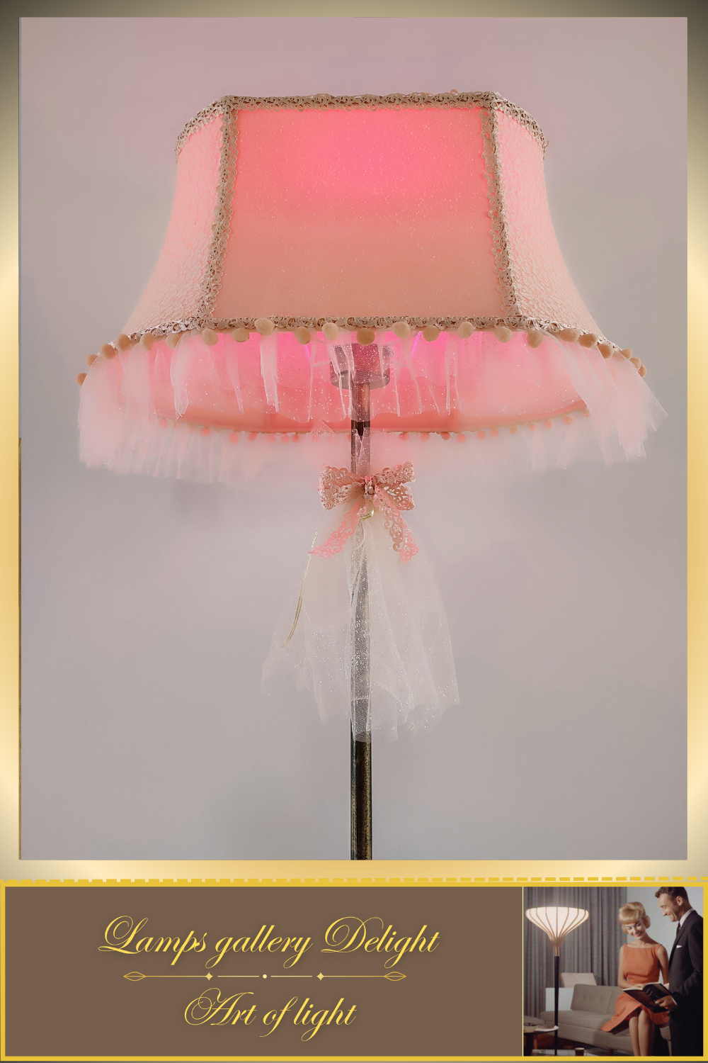 Floor lamp. Victorian style. Girlish pink and peach floor lamp, a gift for a girl. 5307
