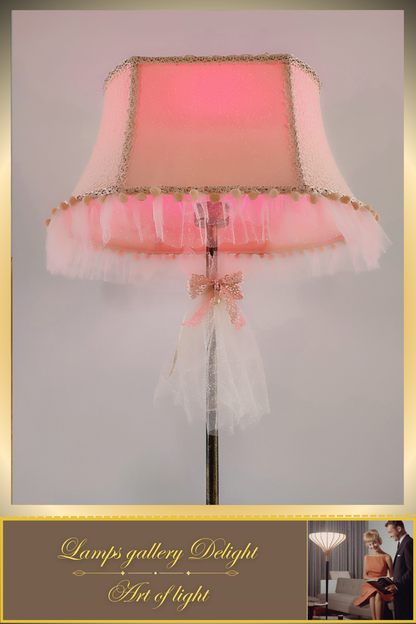 Floor lamp. Victorian style. Girlish pink and peach floor lamp, a gift for a girl. 5307