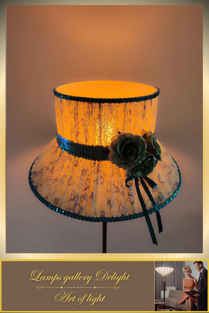 Floor lamp, flower lamp, art deco lamp. The floor lamp with a milky turquoise shade. 6103