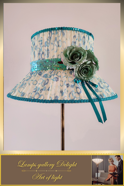 Floor lamp, flower lamp, art deco lamp. The floor lamp with a milky turquoise shade. 6103