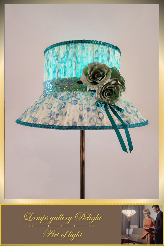 Floor lamp, flower lamp, art deco lamp. The floor lamp with a milky turquoise shade. 6103