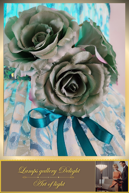 Floor lamp, flower lamp, art deco lamp. The floor lamp with a milky turquoise shade. 6103