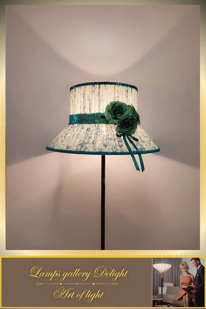 Floor lamp, flower lamp, art deco lamp. The floor lamp with a milky turquoise shade. 6103