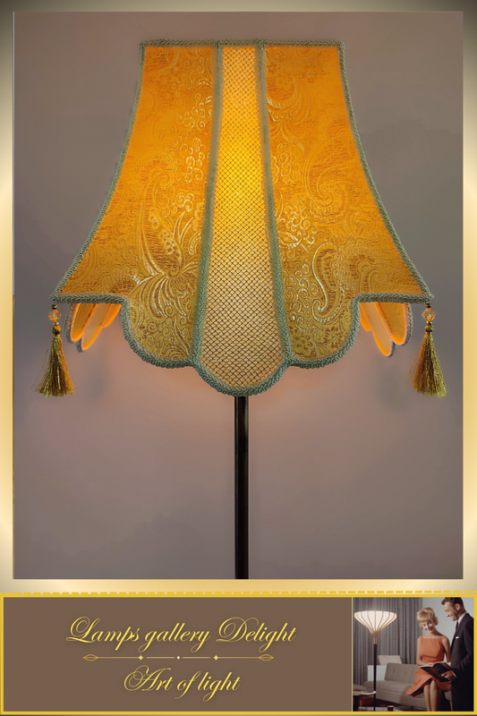Floor lamp, art deco lamp, a floor lamp with a golden shade. 6002
