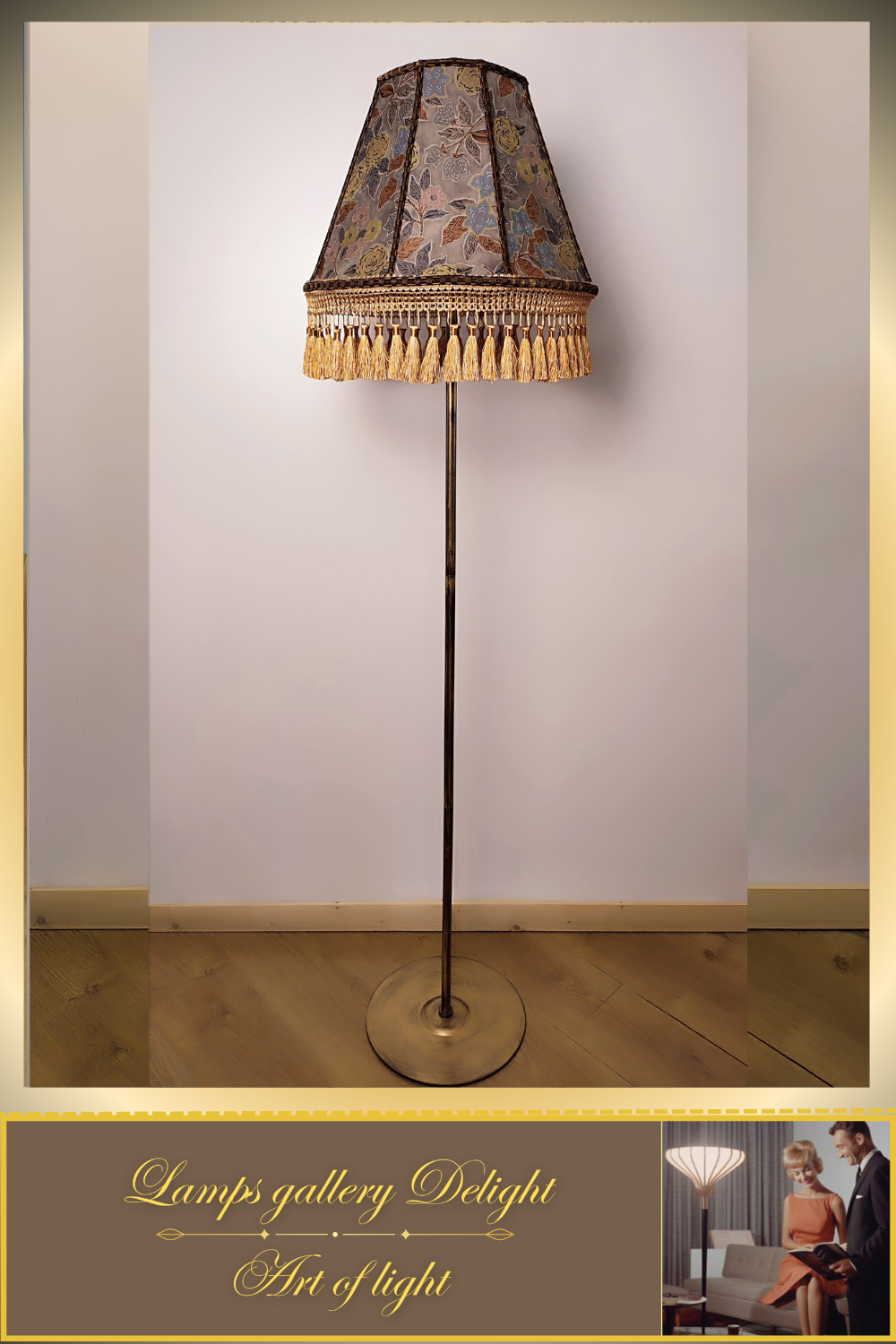 Floor lamp floral lamp Victorian floral lampshade with fringe a la Delightlamps