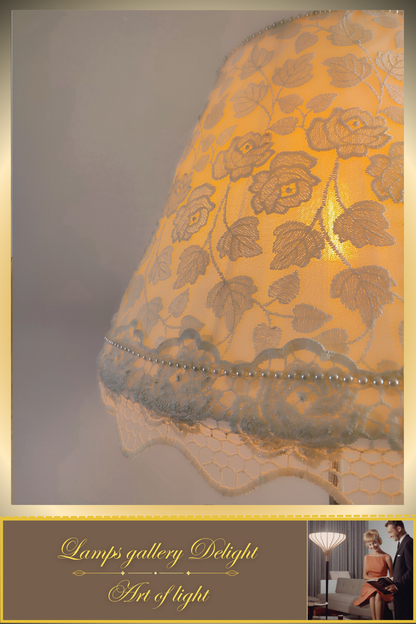 Floor lamp, Victorian Style, white lamp, flower lamp, fabric lampshade. 380901