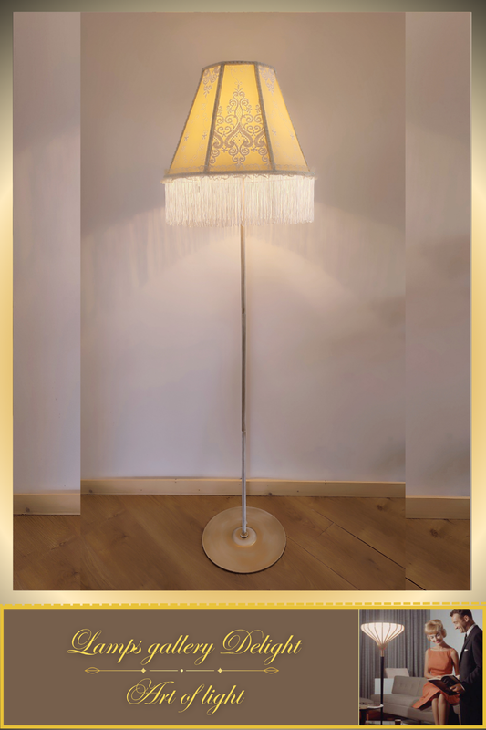 Floor lamp, Victorian style, vintage floor lamp, beige fabric shade, Handmade home lamp. 110601