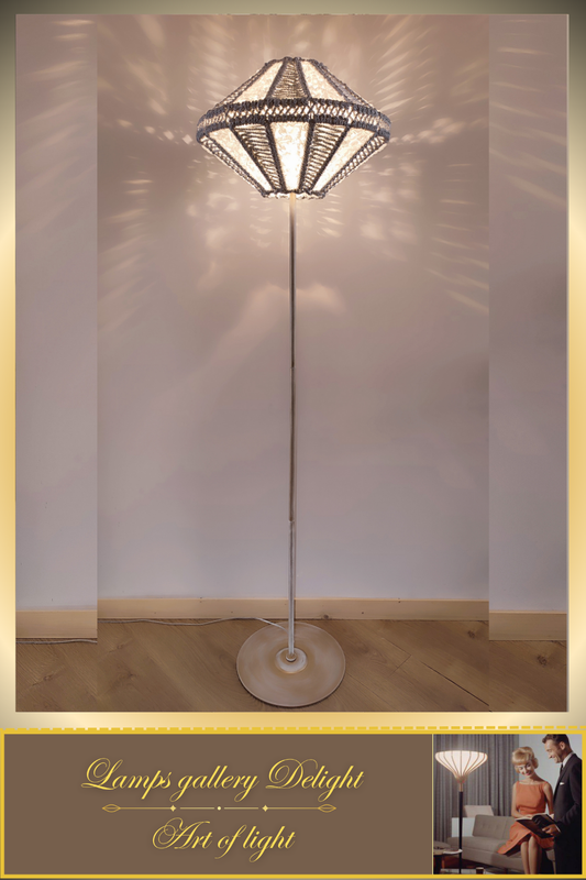Floor lamp, macrame floor lamp, macrame lamp, wicker lampshade, handmade home lamp. 5101