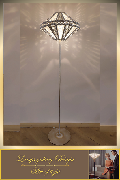 Floor lamp, macrame floor lamp, macrame lamp, wicker lampshade, handmade home lamp. 5101