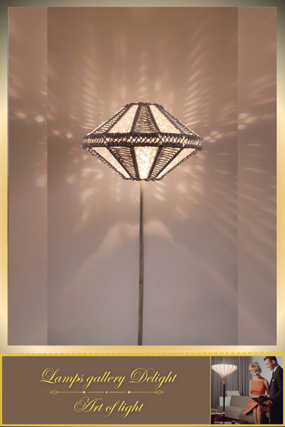 Floor lamp, macrame floor lamp, macrame lamp, wicker lampshade, handmade home lamp. 5101
