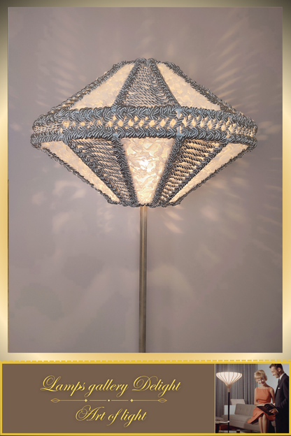 Floor lamp, macrame floor lamp, macrame lamp, wicker lampshade, handmade home lamp. 5101
