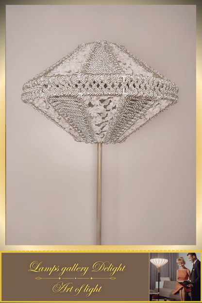 Floor lamp, macrame floor lamp, macrame lamp, wicker lampshade, handmade home lamp. 5101