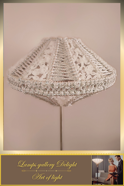 Floor lamp, macrame floor lamp, macrame lamp, wicker lampshade, handmade home lamp. 5101