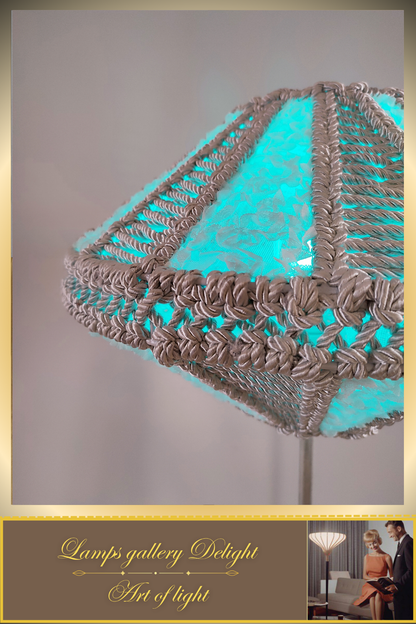 Floor lamp, macrame floor lamp, macrame lamp, wicker lampshade, handmade home lamp. 5101