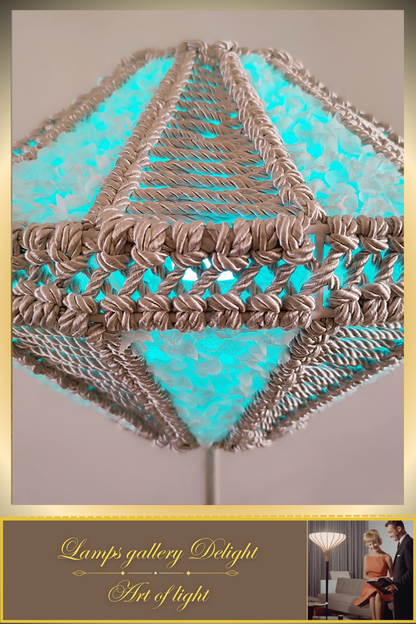 Floor lamp, macrame floor lamp, macrame lamp, wicker lampshade, handmade home lamp. 5101