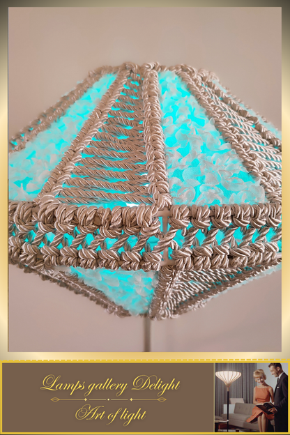 Floor lamp, macrame floor lamp, macrame lamp, wicker lampshade, handmade home lamp. 5101