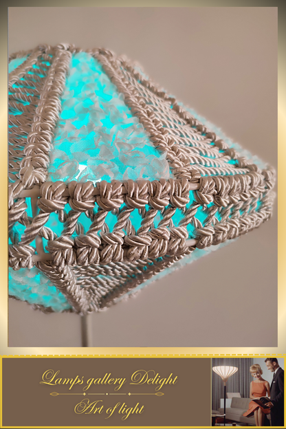 Floor lamp, macrame floor lamp, macrame lamp, wicker lampshade, handmade home lamp. 5101
