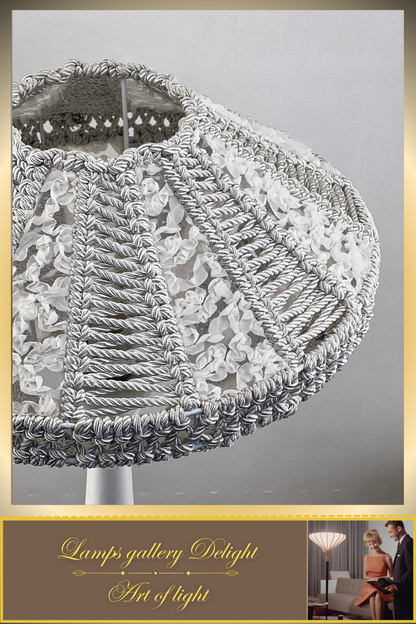 Floor lamp, macrame floor lamp, macrame lamp, wicker lampshade, handmade home lamp. 5101