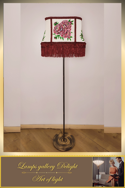 Floor lamp, floral lamp, Victorian style, unique floor lamp, lampshade with artistic painting, handmade! 530401