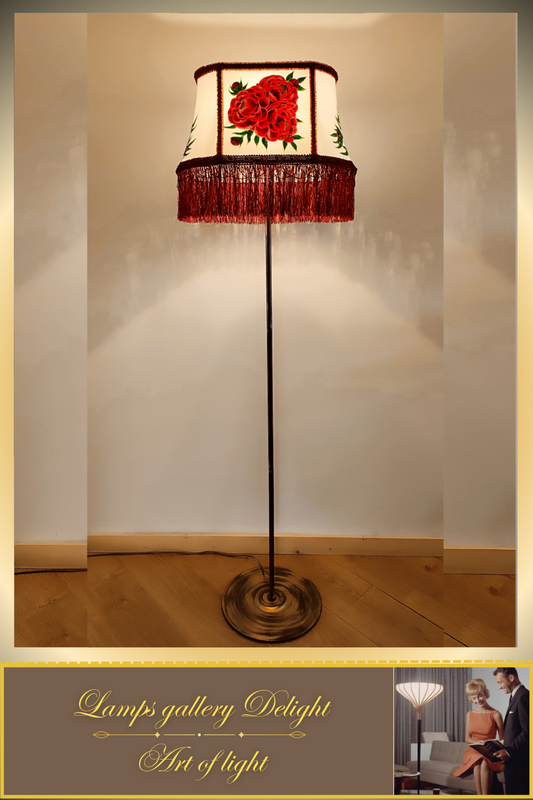 Floor lamp, floral lamp, Victorian style, unique floor lamp, lampshade with artistic painting, handmade! 530401
